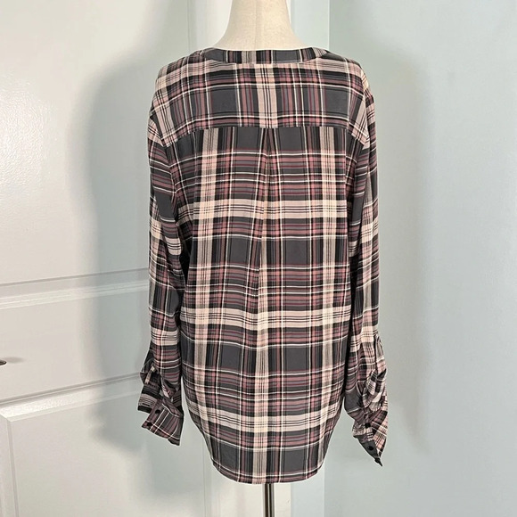 Joie Coralle 100% Silk plaid Peasant blouse - Picture 7 of 9